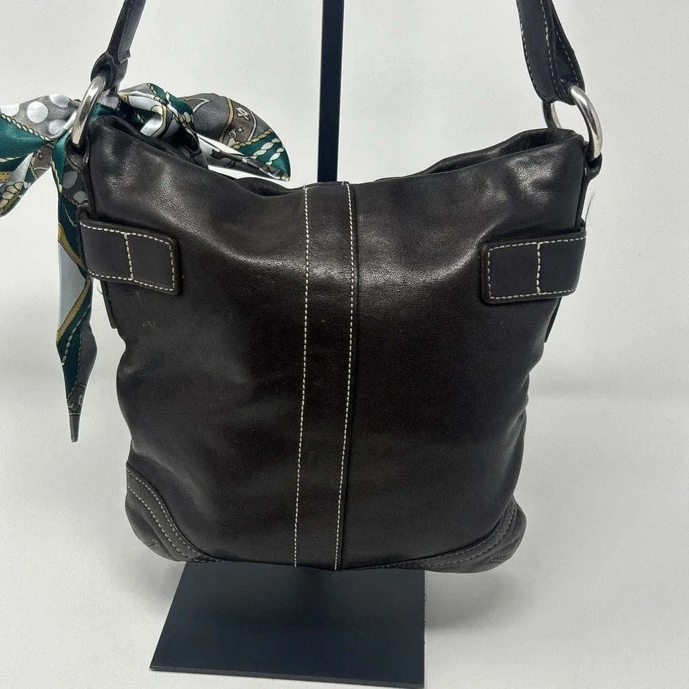 Vintage Coach Brown Leather Handbag Silver Hardware Buckle